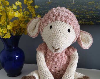 Crochet Lamb Doll, Crochet Sheep Doll, Crochet Lamb Toy, Stuffed Sheep Toy, Large Amigurumi Lamb, Sheep Mollie,  Free Shipping!