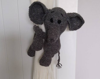 Elephant Curtain Tieback, Listing is for one 15 in tieback, Nursery Decor, Elephant Lover's Baby Gift, Safari Themed Nursery, Free Shipping!