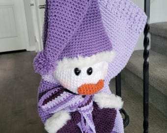 Handmade Crocheted Snowman Christmas Stocking,  Made to Order!  Stocking will be shipped 5 - 7 days from date of purchase. Free Shipping!