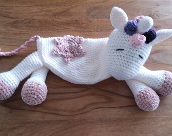 Unicorn Lovey, Handmade Crochet Unicorn, Unicorn Security Blanket, Valentine's Gift, Baby Shower Gift, Made to Order with  Free Shipping!