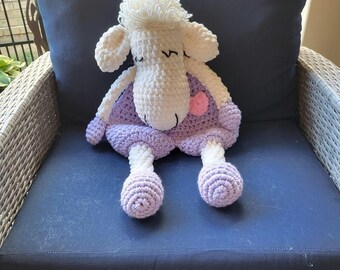 Handmade Crochet Lamb Lovey, Crochet Lamb Ragdoll, Velvet Crochet Lamb Lovey, Perfect Valentine's Gift.  Free Shipping! Made to order!