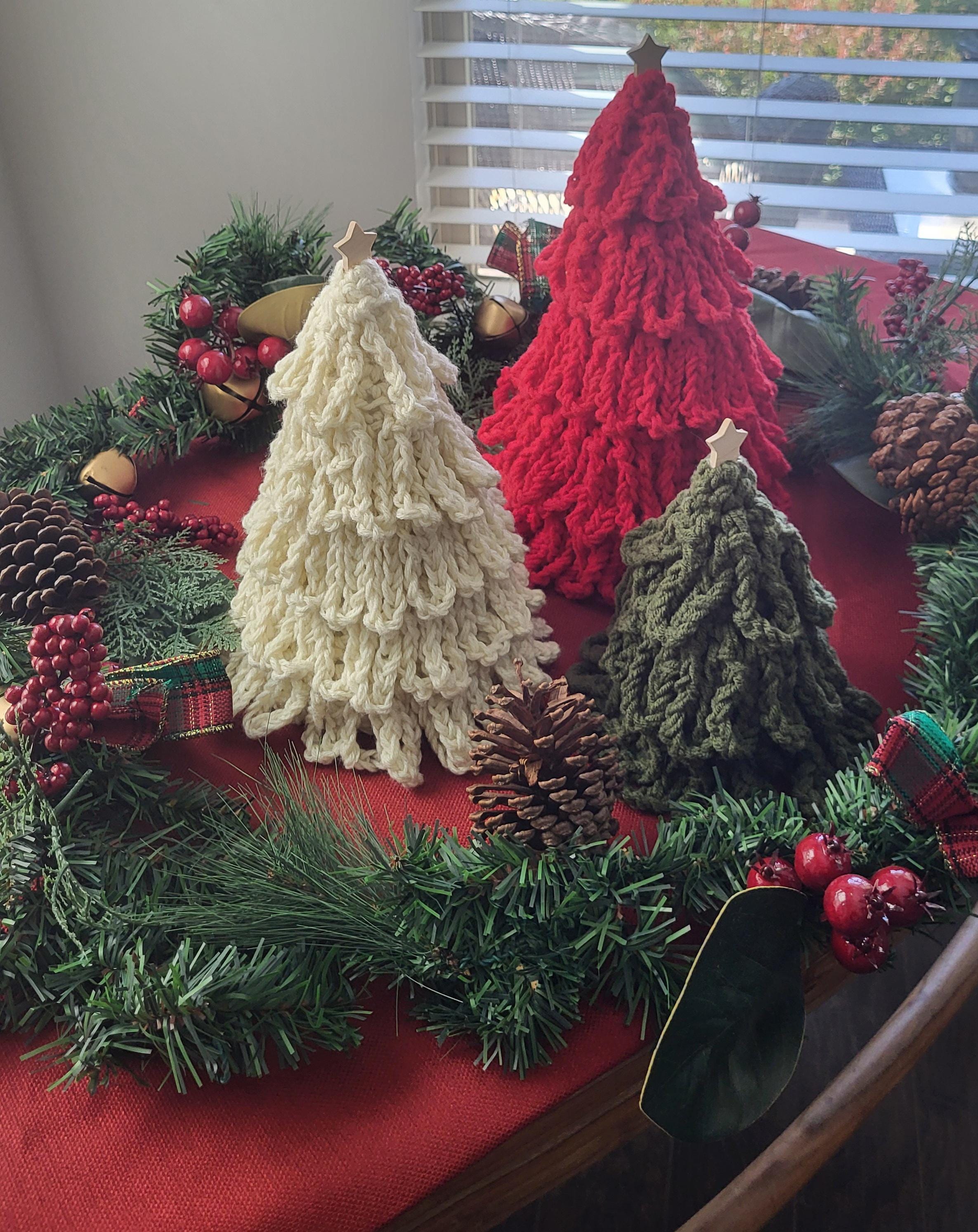 Loopy Tree Handmade Crochet Loopy Christmas Tree Set of Three With Wooden Star ...