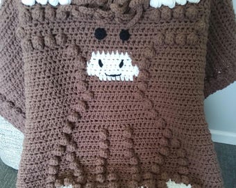 Large Crochet Highland Cow Baby Blanket (46 x 46 in) designed by CrochetArcade.  READY TO SHIP !  Highland Cow Nursery Decor. Free Shipping!