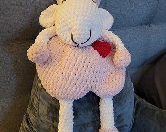 Handmade Crochet Lamb Lovey,   Crochet Lamb Ragdoll, Velvet Crochet Lamb Lovey, Perfect Valentine's Gift, Free Shipping! Ready to Ship!