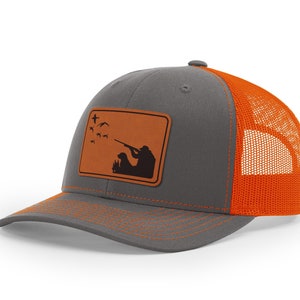 Duck Hunting Leather Engraved Trucker Hat, Mallard Hunting, Gift for Hunter, Leatherette Patch Hat for Men,Duck Call,Outdoors Gift,Retriever image 5