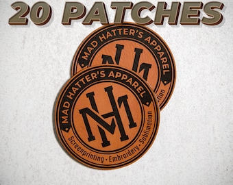 20 Custom Logo Leatherette Patches, Laser Engraved Leather Patch, Business Merch, Marketing, Business Advertising, Corporate, Promotional