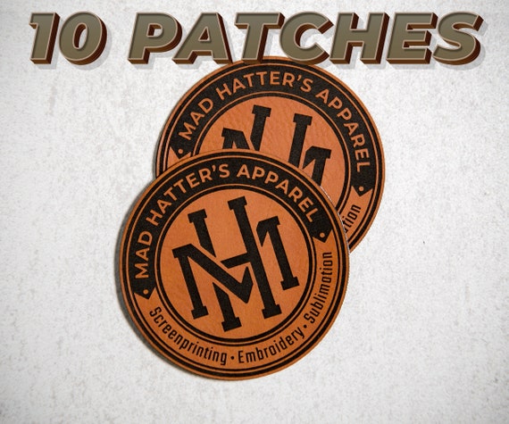 10 Custom Logo Patches for Hats, Laser Engraved Leather Patch, Sew on Patches, Heat Press Patch, Business Logo, Iron on Patch with Adhesive