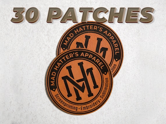 30 Custom Logo Leatherette Patches, Laser Engraved Leather Patch, Business Merch, Marketing, Business Advertising, Corporate, Promotional