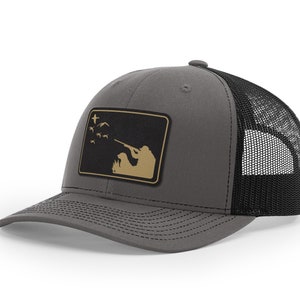 Duck Hunting Leather Engraved Trucker Hat, Mallard Hunting, Gift for Hunter, Leatherette Patch Hat for Men,Duck Call,Outdoors Gift,Retriever image 1