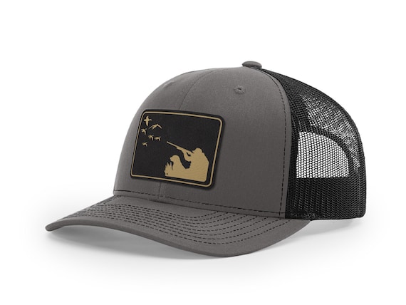 Duck Hunting Leather Engraved Trucker Hat, Mallard Hunting, Gift for Hunter, Leatherette Patch Hat for Men,Duck Call,Outdoors Gift,Retriever