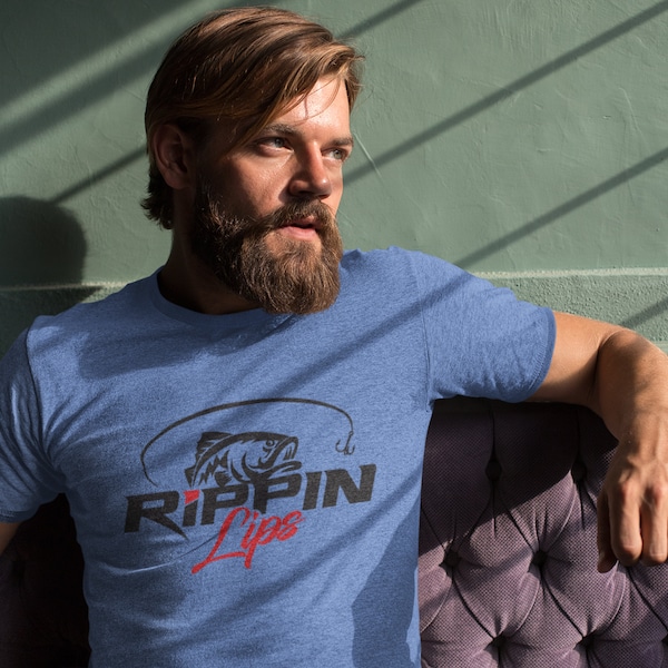 Rippin Lips Graphic TShirt, Fishing Gift For Men, Angler Fishing Tee, Gift for Fisherman, Bass Fishing Apparel, Bass Fisherman, Outdoorsman