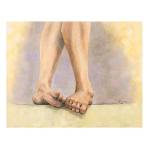 Gymnast on a Balance Beam, Oil Painting, Digital Download