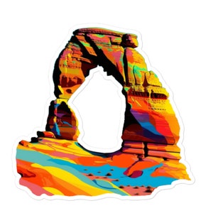 Arches National Park Pop Art, Moab, Utah Vinilo Adhesivo, Arco Delicado