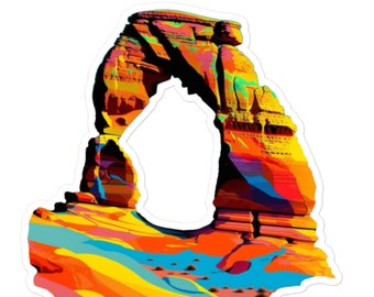 Arches National Park Pop Art, Moab, Utah Naklejka winylowa, Delikatny łuk