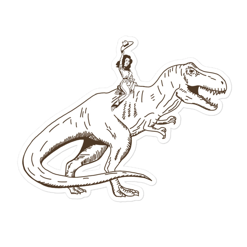 T-rex Cowgirl - Dinosaur Rodeo - Paleontology Vinyl Sticker - Etsy