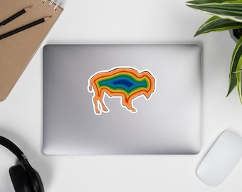 Grand Prismatic Spring Bison - Pop Art - Yellowstone National Park, Wyoming Vinyl Sticker