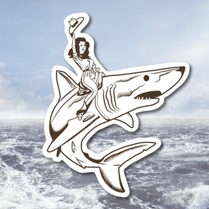 Shark Cowgirl - Great White Shark - Vinyl Sticker