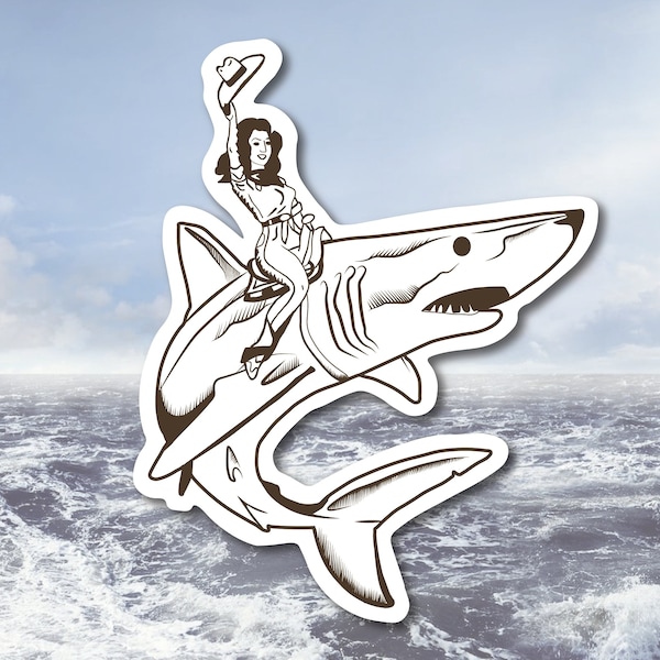 Shark Cowgirl - Great White Shark - Vinyl Sticker