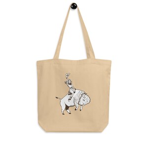 Bison Cowgirl - Buffalo Rodeo Tote Bag - Eco Canvas Bag