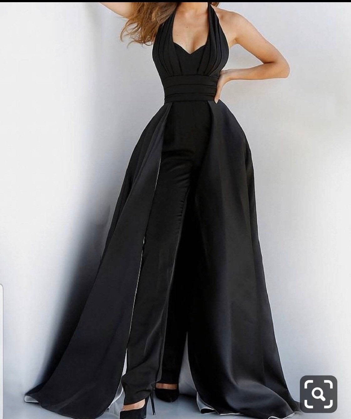 Black bridal jumpsuit with train black reception | Etsy