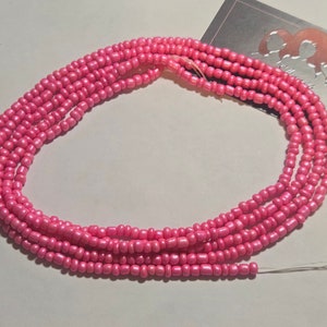 Pink Seed Bead Tie-on Waist Beads | Waist Beads | Permanent Waist Beads | African Waist Beads | Body Adornment | Belly Chain