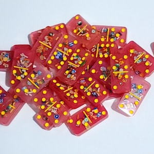 Resin Dominoes, Domino Set of 28 Pieces, 100% Handmade Dominoes Game Set, Nighttime Domino Game