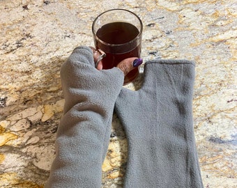 Texting Fingerless Gloves Women Men’s Long Arm Warmers Gray  Fingerless Mittens Fingerless Anti Pill Fleece Gloves Winter Fingerless Gloves