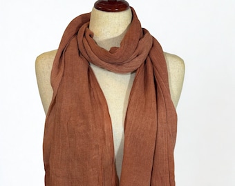 Cotton Gauze Scarf - Lightweight and breathable, Large Scarf, Rust-36” x 80”