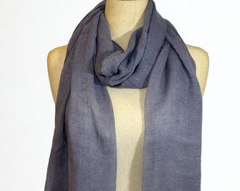Cotton Gauze Scarf - Lightweight and breathable, Large Scarf, Blue-Gray-36” x 80”