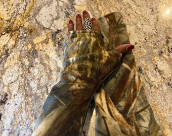 Herrfingerlösa handskar Kamouflage Fingerlösa vantar Pillerskyddande fleece Handledsvärmare Vinterhandskar Kamouflage Present till honom