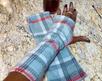Fleece Fingerless Gloves: Long Anti-Pill Arm Warmers, Texting Mittens