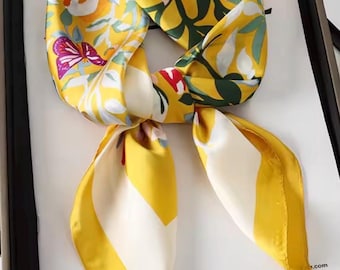 Silky Feel Satin Scarf Lightweight Hair, Neck Handbag Accessory  27.5" x 27.5" Sunny Sage