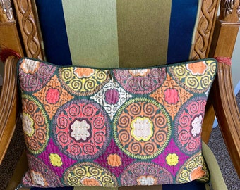 Copricuscino, federa per cuscino ricamata colorata 14x20