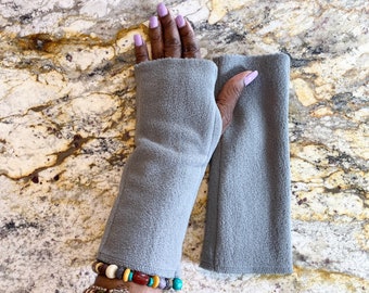 Fingerless Gloves, Plush Fleece Mittens, Arm Warmers, Texting Gloves