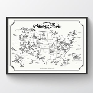 National Park Map, USA Travel Map, National Parks Map, National Parks Gift, US National Parks Art, Optional Push Pin Map, 63 National Parks