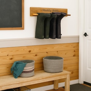 Oak Welly Rack, Handcrafted Multiple Sizes, Sturdy Outdoor Boot Storage, Perfect Mudroom Gift