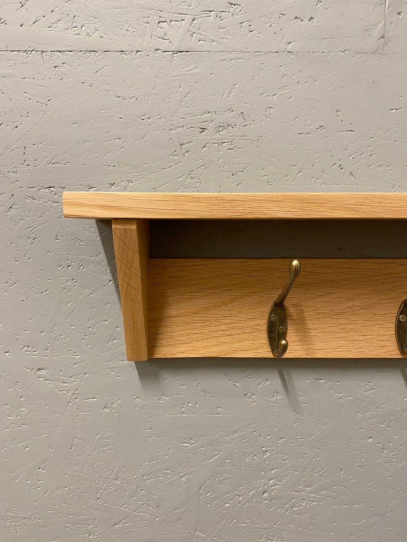 Solid Oak Coat Rack With Shelf Etsy