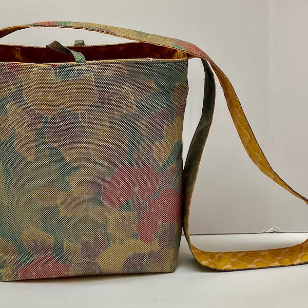 Upcycled Japanese kimono crossbody hobo bag