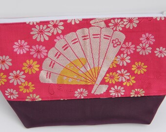 Zipper Pouch, Japanese Obi, Japanese Kimono, up cycled