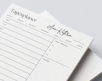 Daily Planner personalisiert - Notizblock A5 oder A4 mit Namen - Geschenk für Lehrer:innen, Büro, Familie, Bullet Journal