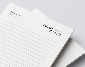 Personalisierter Notizblock, DIN A5, A6, A4, mit Namen, Geschenk Lehrer:in, Büro, Bullet Journal-50 Blatt- handgemacht