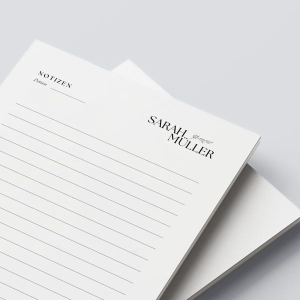 Personalized notebook, DIN A5, A6, A4, with name, gift for teachers, office, bullet journal - 50 sheets - handmade
