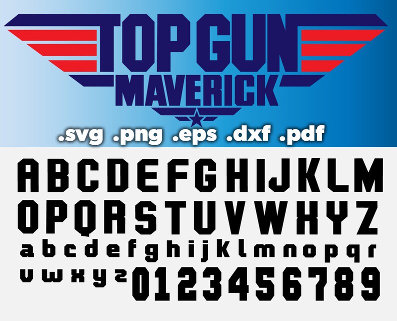 Download Top Gun SVG Font Alphabet Letters Numbers Clipart TopGun ...