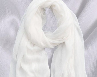 100% Natural Soft Cotton Scarf, Lightweight Pure Cotton Scarves, Gift Cotton Scarf for Women & Men