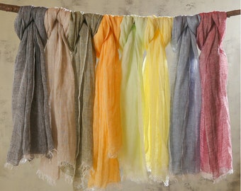Lightweight Pure Linen Scarves in 8 Colors Gift Linen Scarf for Women & Men 3 for 50 100% Natural Soft Linen Scarf