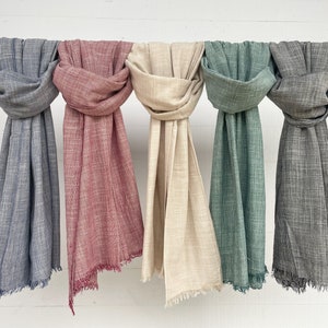 100% Natural Soft Cotton Scarf, Lightweight Pure Cotton Scarves in 6 Colors, Gift Cotton Scarf for Women & Men, 3 for 59