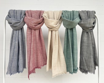 100% Natural Soft Cotton Scarf, Lightweight Pure Cotton Scarves in 6 Colors, Gift Cotton Scarf for Women & Men, 3 for 59
