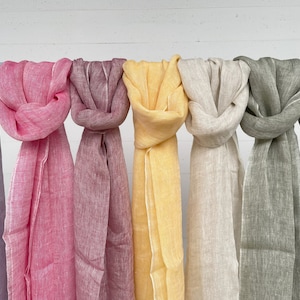 100% Natural Soft Linen Scarf, Lightweight Pure Linen Scarves in 8 Colors, Gift Linen Scarf for Women & Men, 3 for 65 image 4