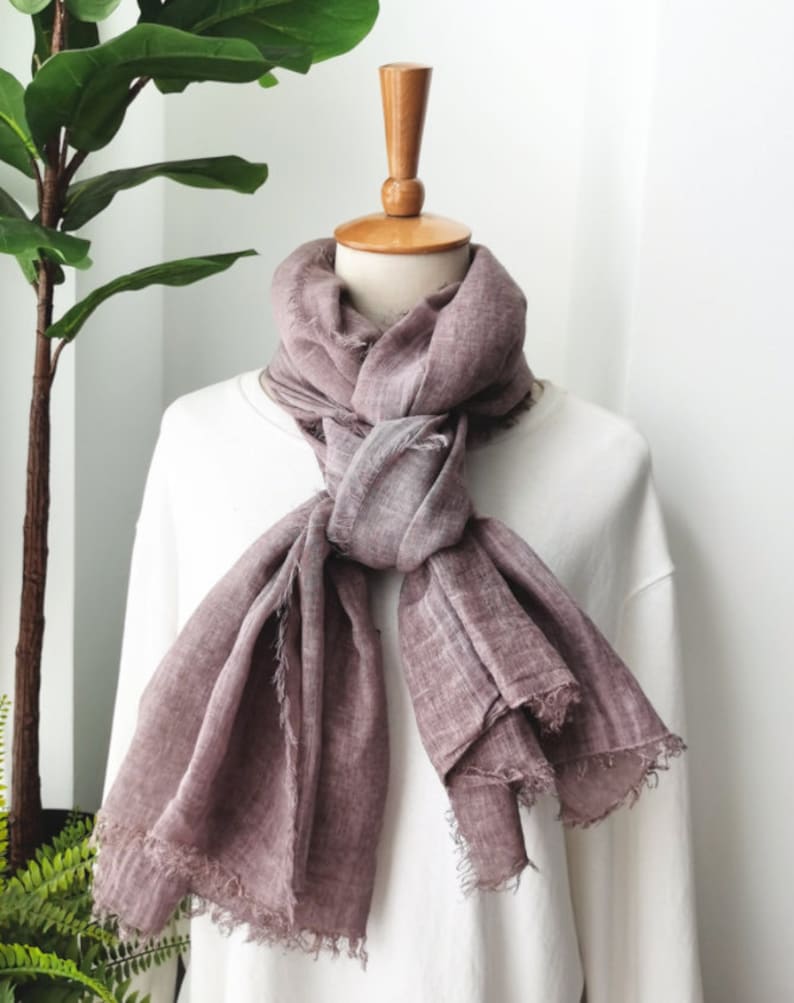 Linen Scarf, Lightweight Pure Linen Scarves, Gift Linen Scarf for Women & Men, 3 for 59 image 7