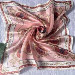 100% Silk Scarf, Pure Silk Neck Scarf, Silk Bandana, Silk Neckerchief, Silk Square Scarf, Silk Hair Scarf, Floral Bird Silk Scarf, 3 for 59